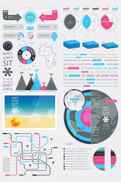 Vektor elemente von infografiken mit schaltflächen und menüs vektorillustration