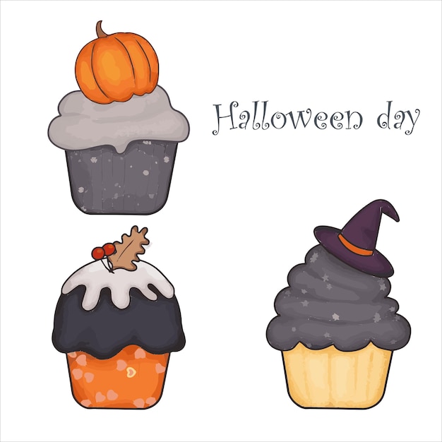 Elemente zum dekorieren von halloween-partys. halloween-dekorationsillustration.