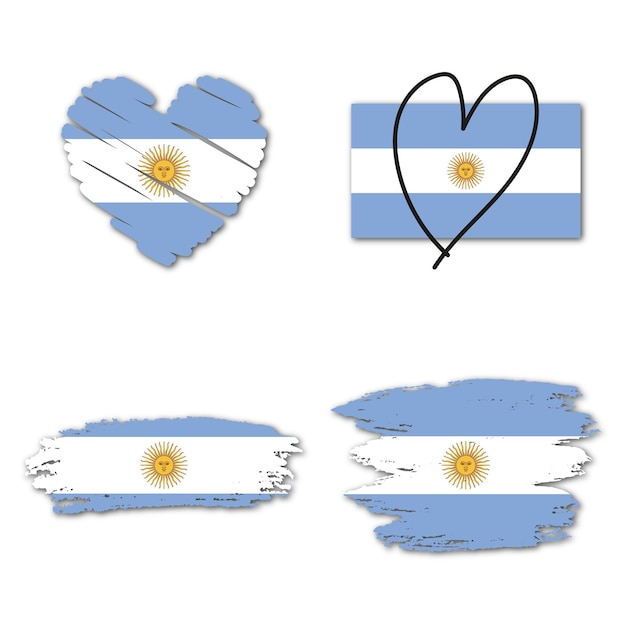 Elements collection flagge von argentinien designvorlage herz und pinselstrich