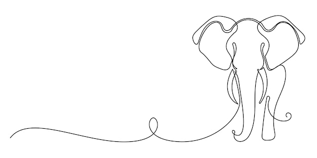 Elephant animal line art doodle umrisse skizze symbol vektor-illustration