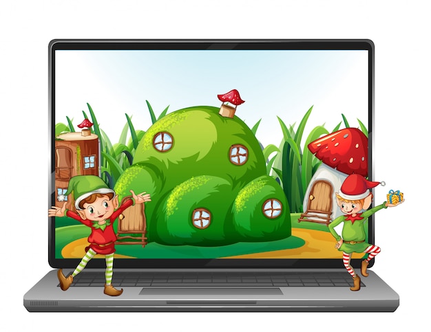 Elf auf Laptop-Desktop