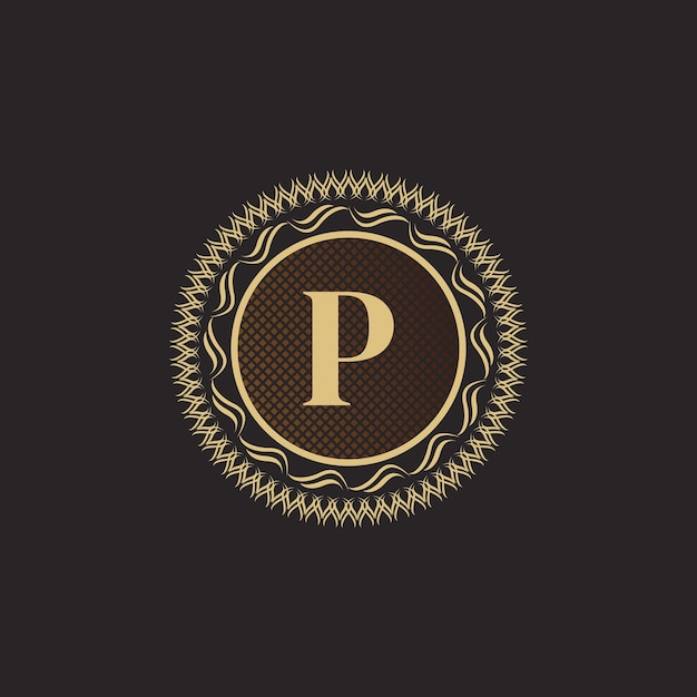 Emblem buchstabe p gold monogramm design volumetrische luxus-logo-vorlage 3d-linienverzierung für unternehmen