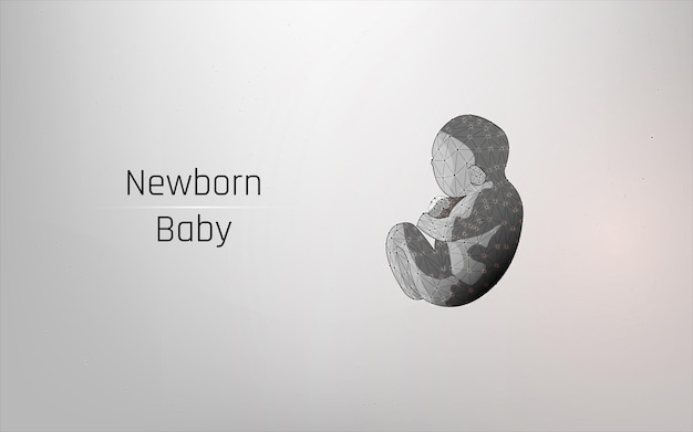 Embryo im wireframe-stil auf weißem hintergrund