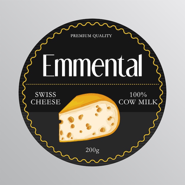 Emmentaler-käse-label-design hand gezeichnete vektor-illustration