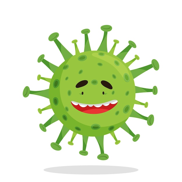 Emoji coronovirus covid19 mit einem freundlichen lächeln schüchtern grüne runde mit stacheln
