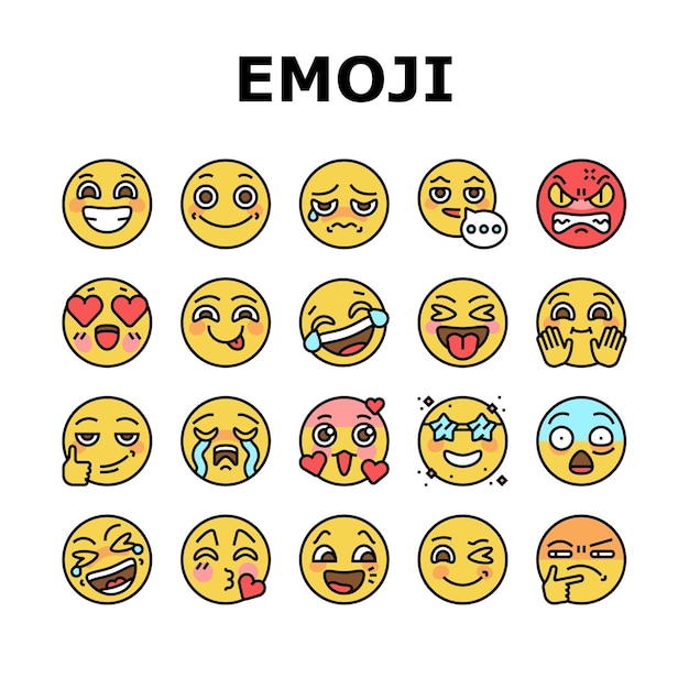 Emoji emotionale lustige lächeln-gesichtssymbole setzen vektor