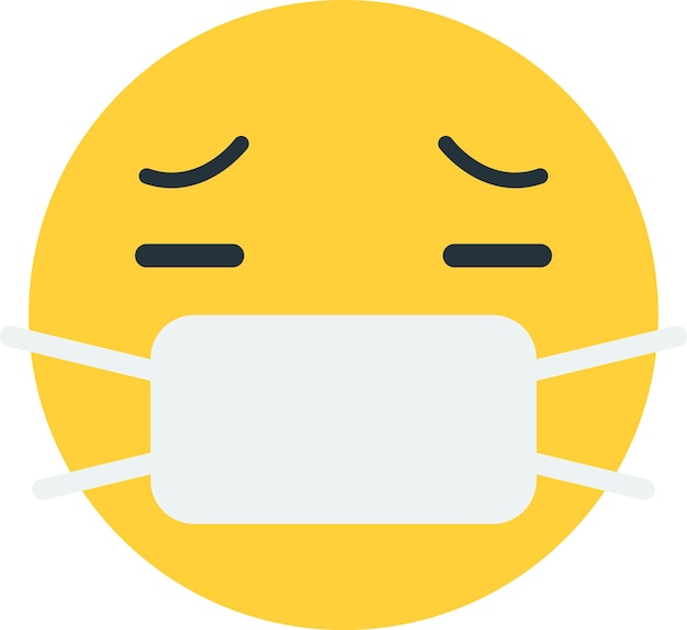 Emoji-illustration mit krankem gesicht im minimalistischen stil