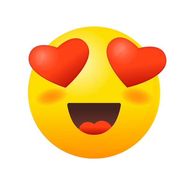Emoji mit Herzaugen. Romantico Emoticons für Liebesvektor