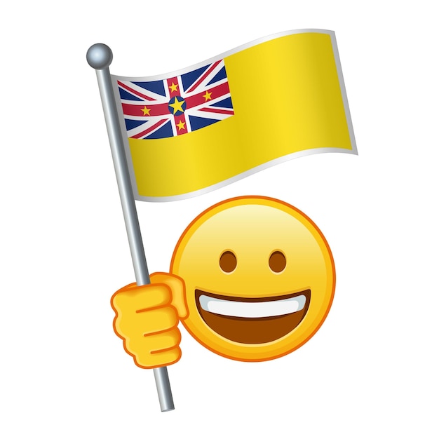 Vektor emoji mit niue-flagge große größe des gelben emoji-lächelns