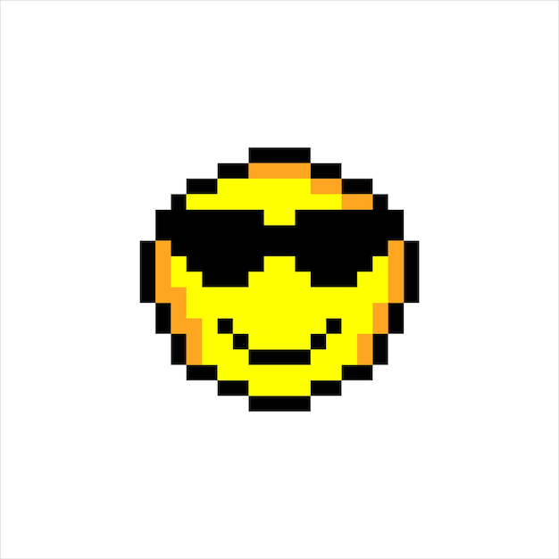 Emoji- oder Emoticon-Gesichtssymbol in Pixelkunst. Vektor-Illustration.