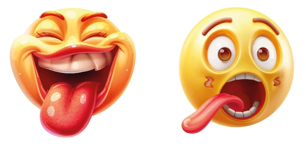 Vektor emoji stuck out tongue runde lustige figur für den chat