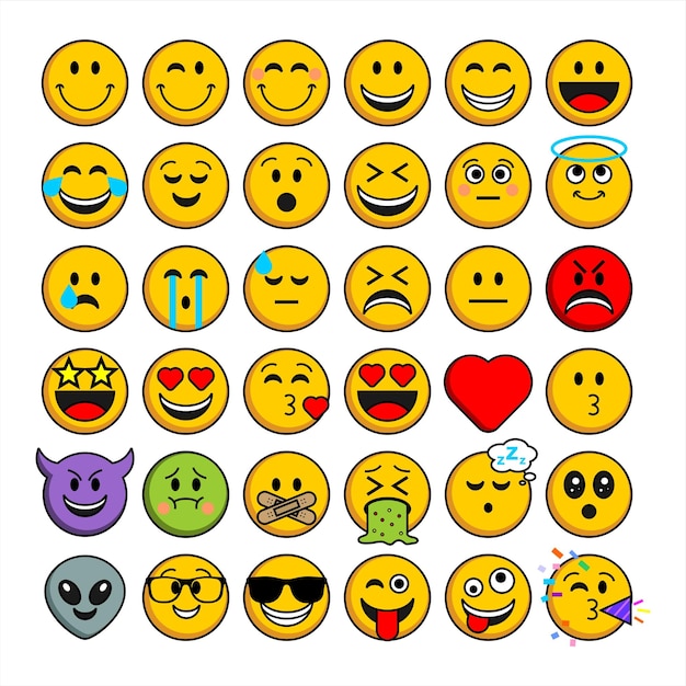 Emoji-Vektorpakete Emoticons Vektorbild Social-Media-Schaltfläche
