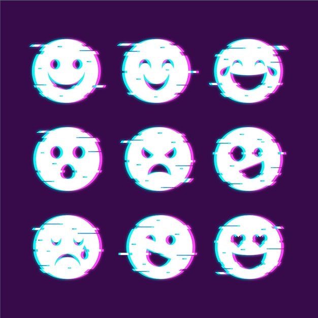 Emojis glitch icons sammlungen