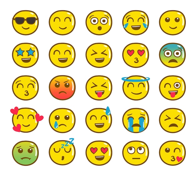 Emoticon-Ausdruck in gelber Farbe mit Vektorstil