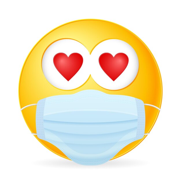 Vektor emoticon mit medizinischer maske