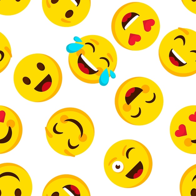 Emoticon nahtloses Muster. Emotionen Karikatur Emojis Hintergrund