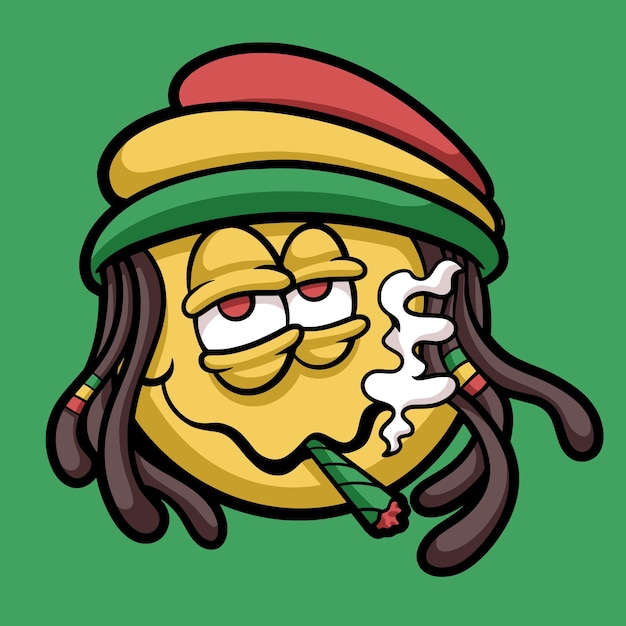 Vektor emoticon-reggae, der marihuana raucht