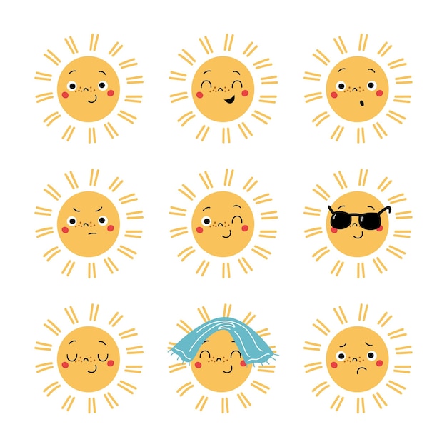 Emoticon süßes baby sonne charakter