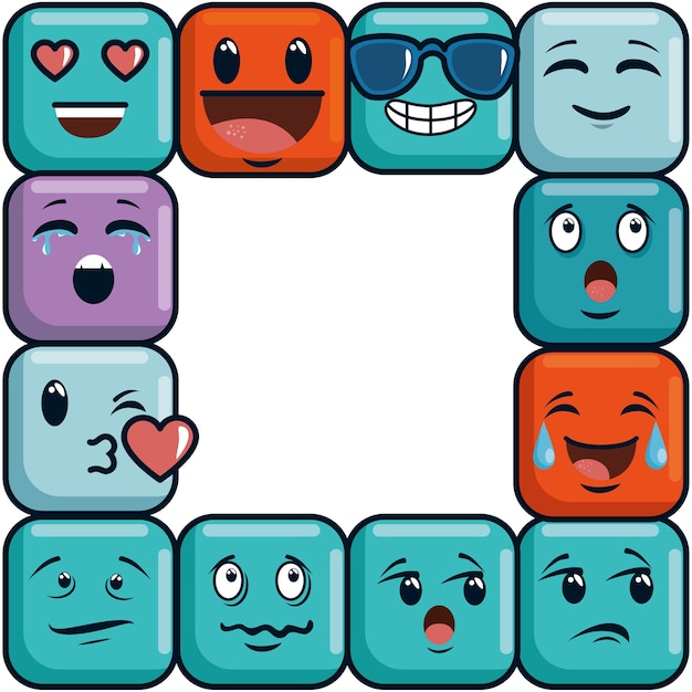 Vektor emotionale gesichtsikonen netter emoji emoticons