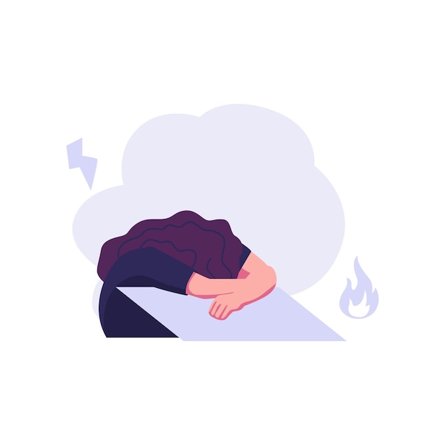 Vektor emotionales burnout-illustrationsvektordesign im flachen stil