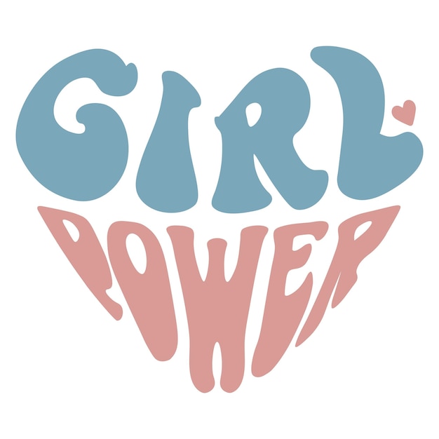 Empowered hearts girl power typographie in der form eines herzens