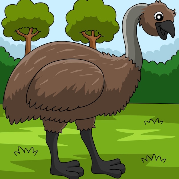 Emu tier farbige cartoon-illustration