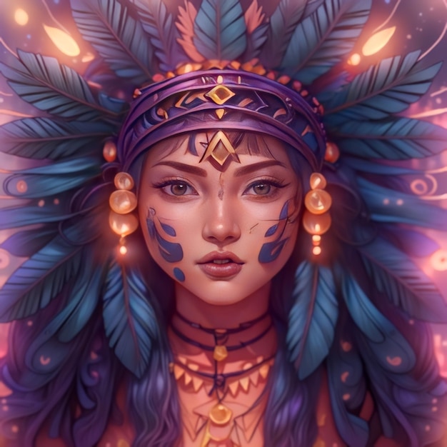 Vektor enchanting fusion eine mythische reise durch fantasie und indigene inspiration