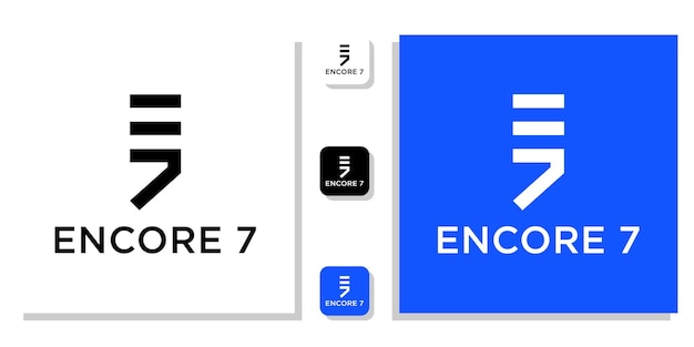 Vektor encore 7 kombinationssymbol anfangszahl mit app-vorlage