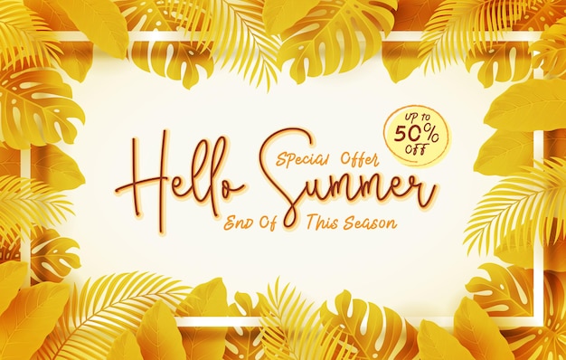 Ende der Saison Sommer Sale Banner mit Blättern