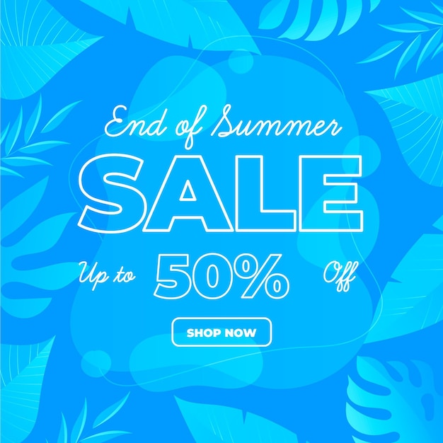 Ende der saison sommer sale banner mit tropischen blättern