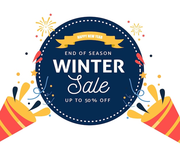 Ende der saison winter sale banner hintergrund für weihnachts- und neujahrs-shopping-verkauf.