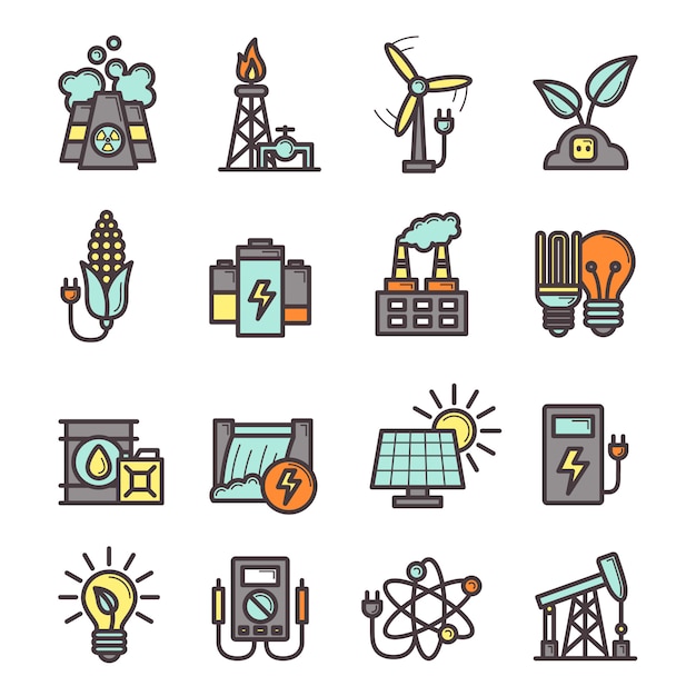 Energie icons set