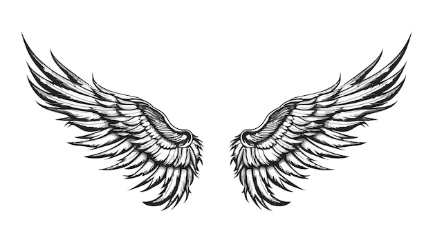 Engelsflügel vogelflügel sammlung cartoon handgezeichnete vektorillustration logo-symbol