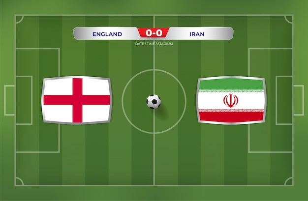 England gegen iran 2022 spiel mit anzeigetafel und stadionhintergrund