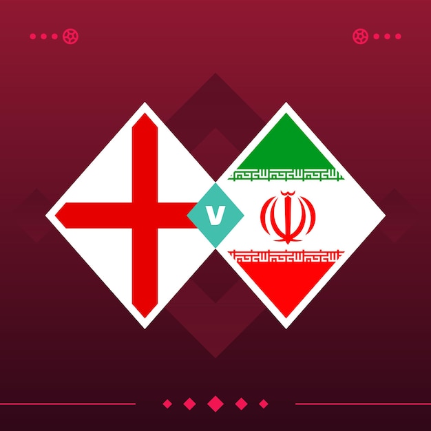 England-iran-weltfußballspiel 2022 versus auf roter hintergrundvektorillustration