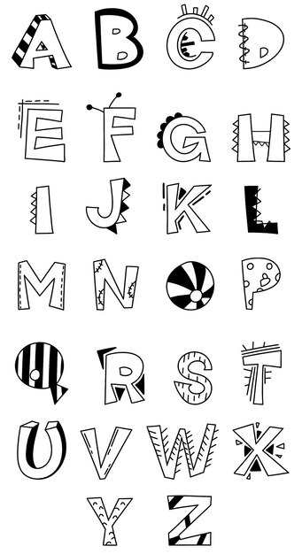 Englisches minimalistisches alphabet für den kindergarten