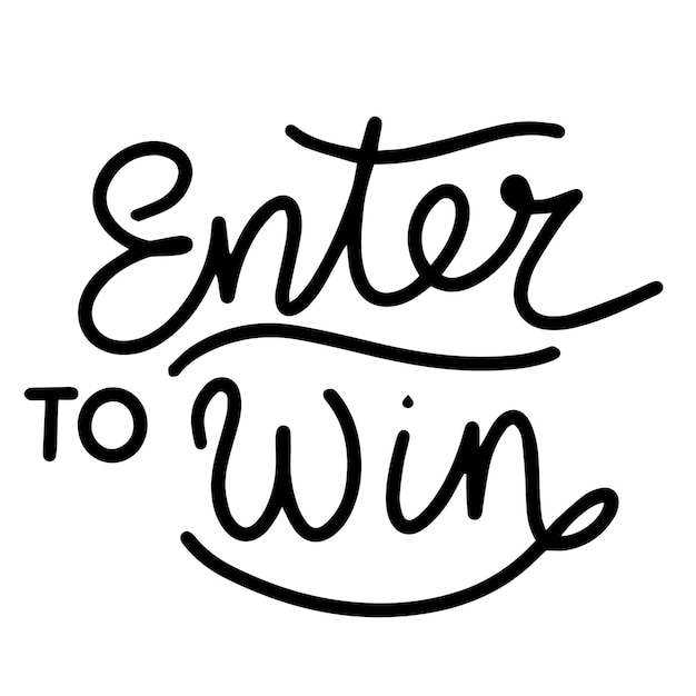 Enter to Win Text in schwarzer Farbe, isoliert auf durchsichtigem Hintergrund, handgezeichneter Vektorkunst