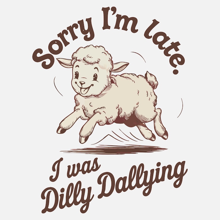 Vektor entschuldigung für die verspätung, ich habe mich mit dem t-shirt-design beschäftigt.