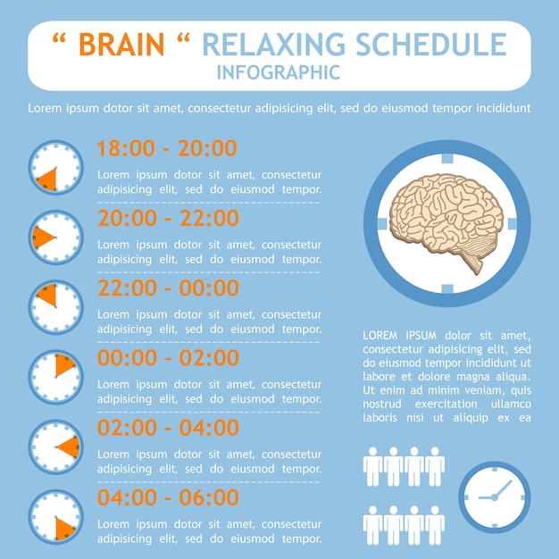 Entspannender zeitplanplan des gehirns infographic