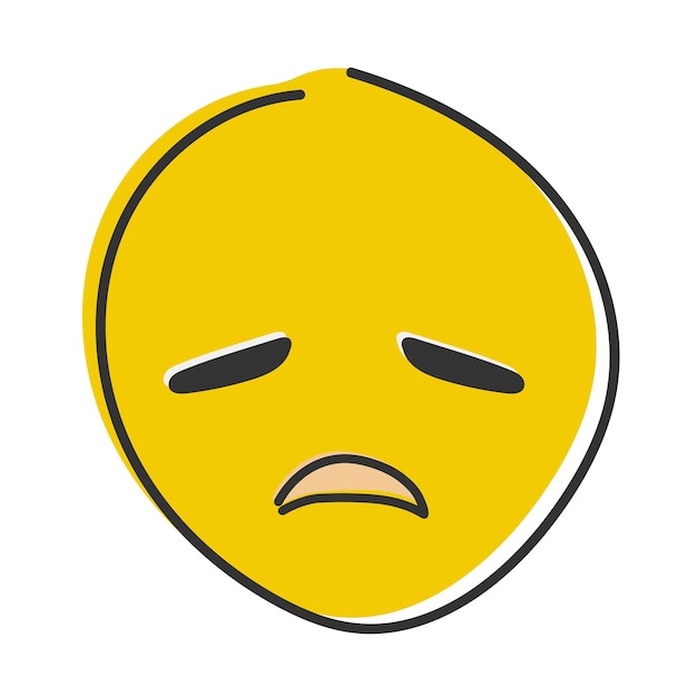 Enttäuschtes Emoji Trauriges Gesicht unglückliches Emoticon Handgezeichnetes flaches Emoticon
