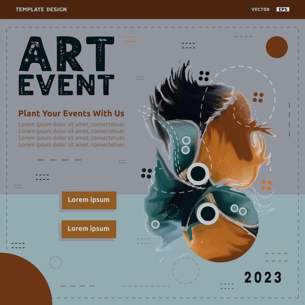 Vektor entwerfen sie social-media-beitragsvorlagen für kunstveranstaltungen ein poster für eine präsentation namens kunstveranstaltung