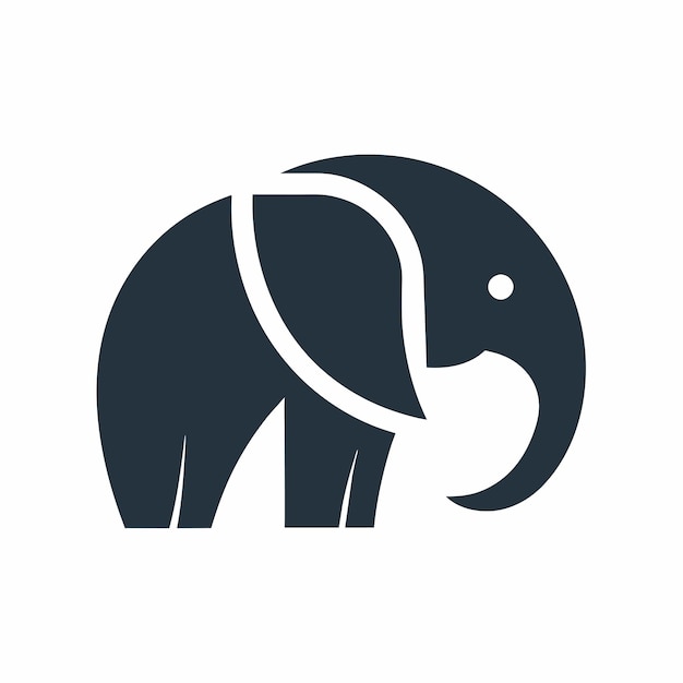 Entwickeln sie ein minimalistisches logo mit negativem raum, um eine elefantenillustration zu bilden