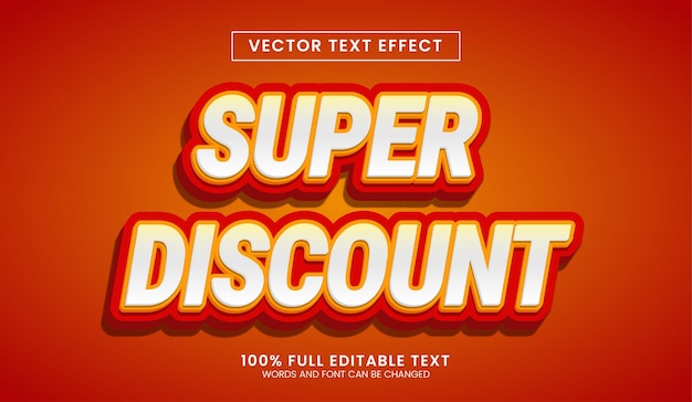 Entwurf bearbeitbarer Texteffekte Super Discount 3D-Vektorillustration