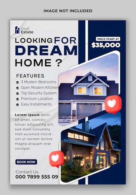 Entwurf der Vorlage für Immobilien-Flyer