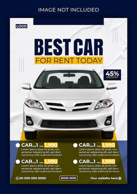 Entwurf einer Vorlage für Flyer-Anzeigen für Autovermietungen