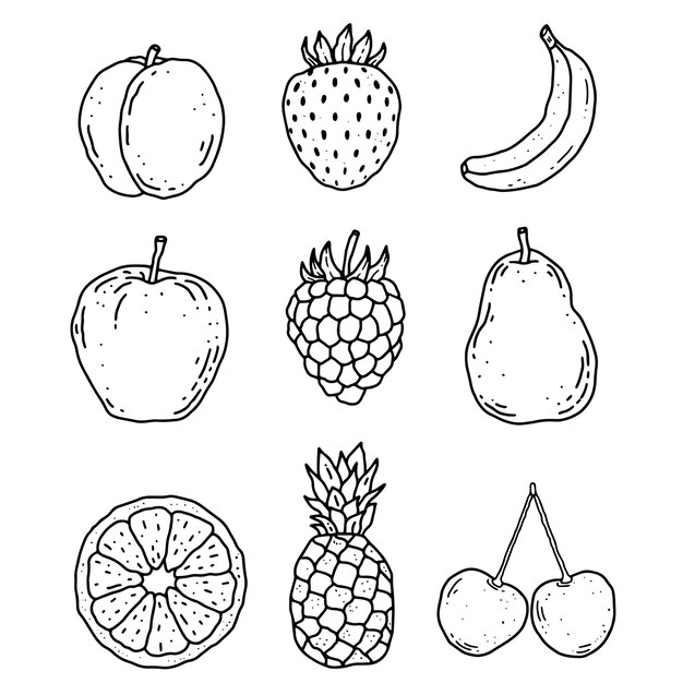 Entwurf von Fruits-Line-Elementen für Vorlagen