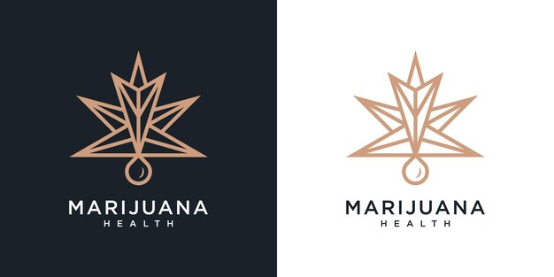 Vektor entwurfsvorlage für das logo für cannabisblätter und -ölstropfen