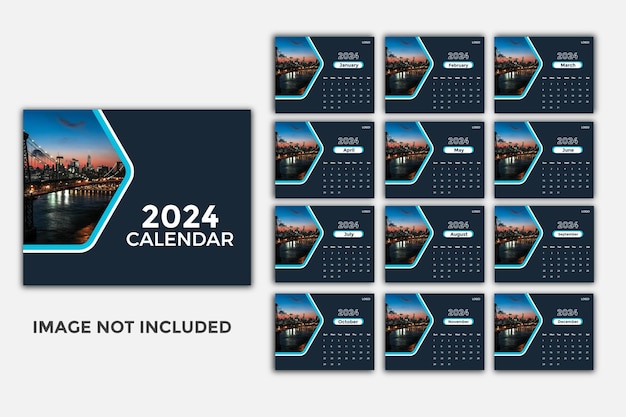 Vektor entwurfsvorlage für den schreibtischkalender 2024