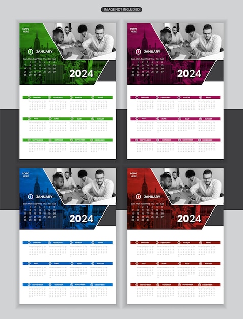 Vektor entwurfsvorlage für den vektorkalender 2024