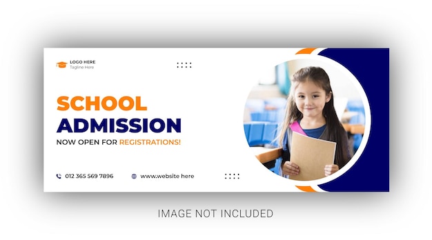 Entwurfsvorlage für Web-Banner für die Schulzulassung in sozialen Medien